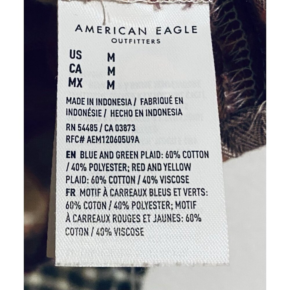American Eagle Top Womens Medium Patchwork Plaid … - image 7
